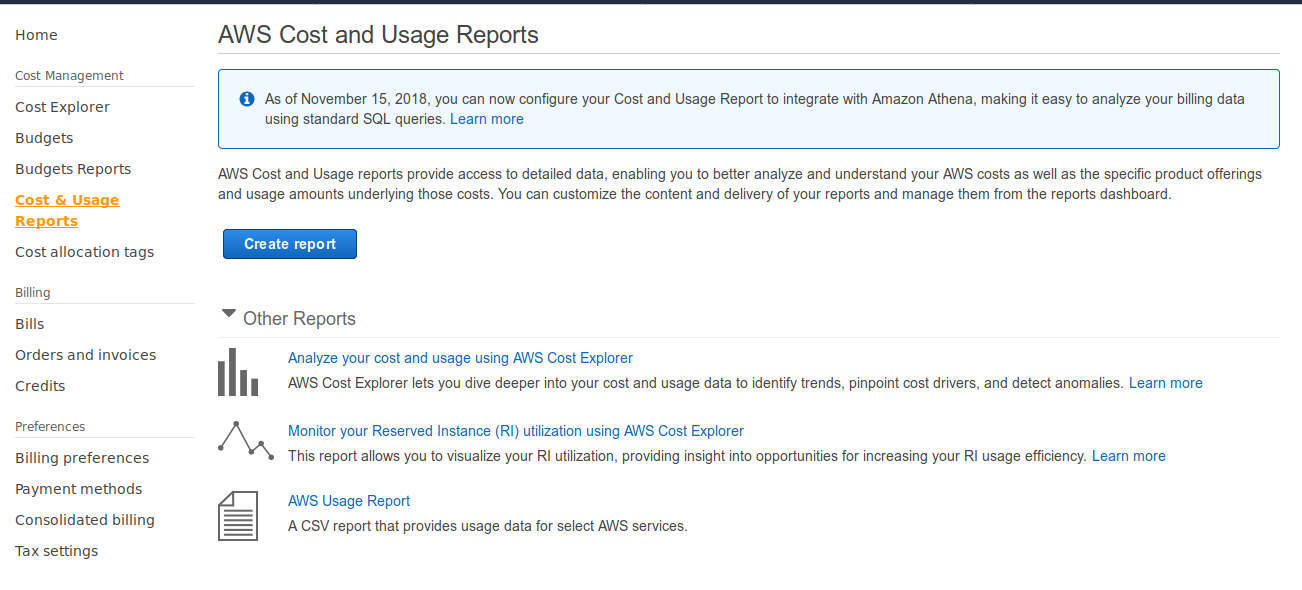 AWS Cost & Usage Report