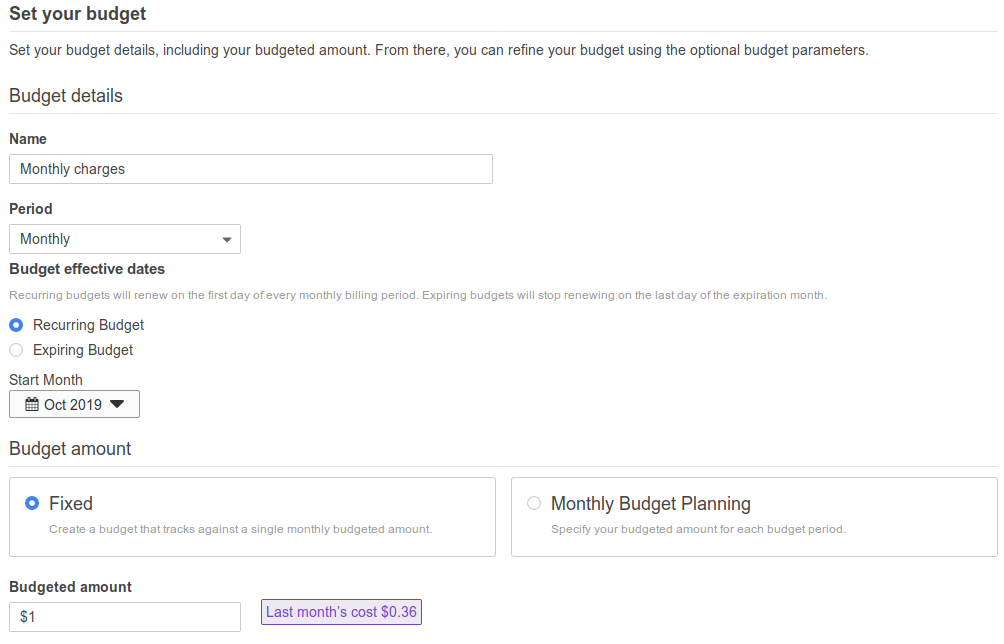 Setting up AWS Budgets