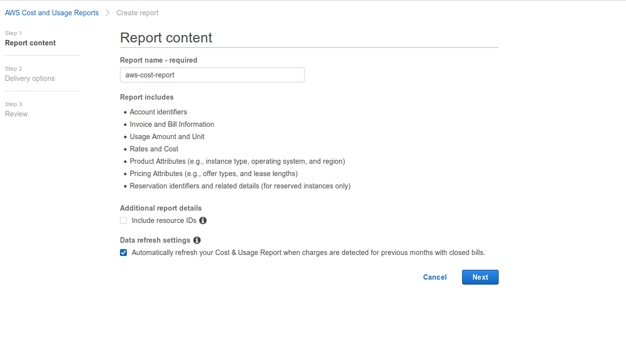 AWS Cost & Usage Report