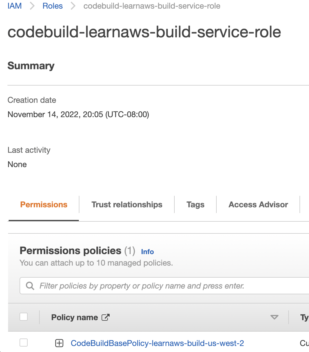 AWS CodeBuild IAM Role