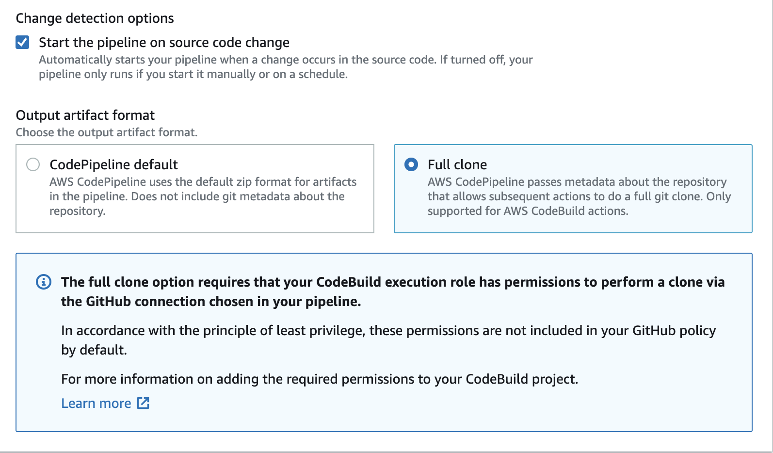 AWS CodePipeline GitHub Full Clone